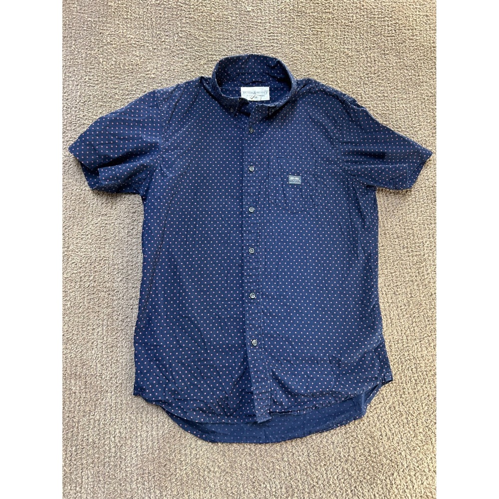 Denim & Supply Ralph Lauren Mens Navy Blue Red Star Print Short Sleeve Shirt S